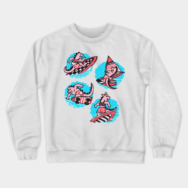 Epic Iguanas (Rockin Red Version) Crewneck Sweatshirt by Jan Grackle